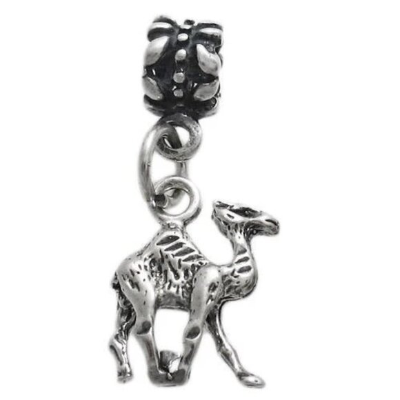CAMEL EURO BEAD CHARM IN 3D STERLING SILVER. - Picture 1 of 2